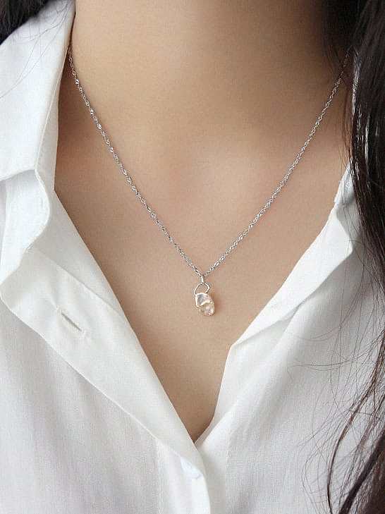 925 Sterling Silver Imitation Pearl Necklace