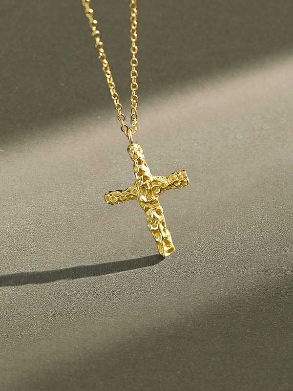 Collier pendentif croix vintage en argent sterling 925