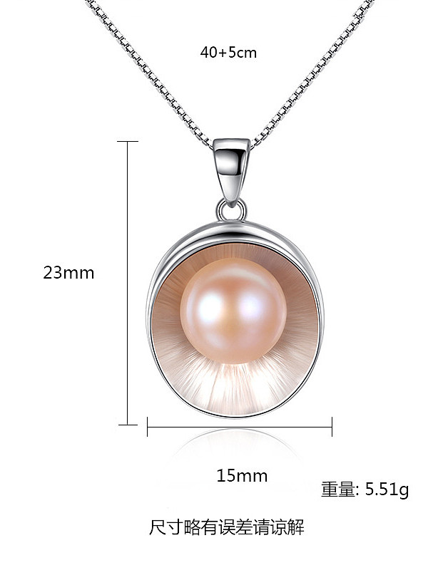 Sterling Silver Natural Pearls with simple shell shape Necklace