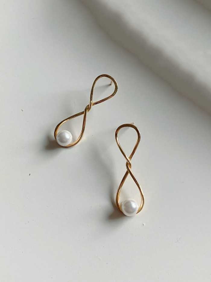 925 Sterling Silver Imitation Pearl White Irregular Minimalist Drop Earring