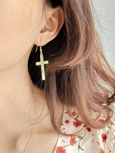 Sterling Silver Cross Gold Earrings