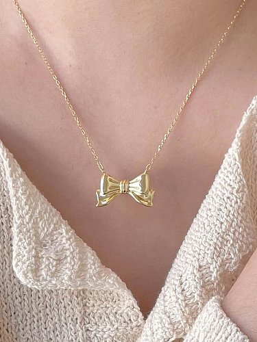 925 Sterling Silver Bowknot Vintage Necklace