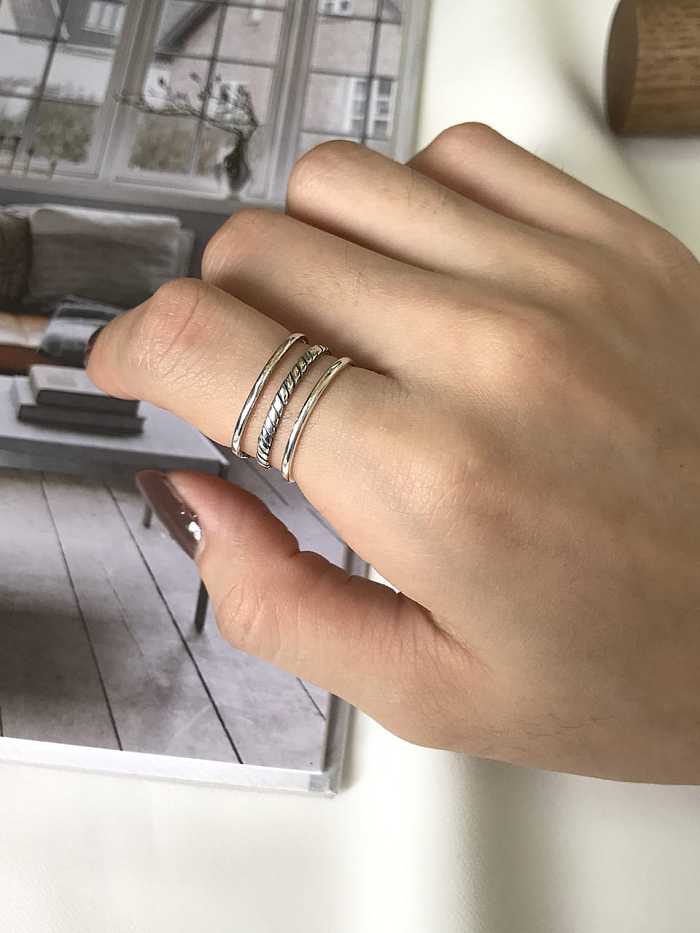 925 Sterling Silver Irregular Vintage Free Size Stackable Ring