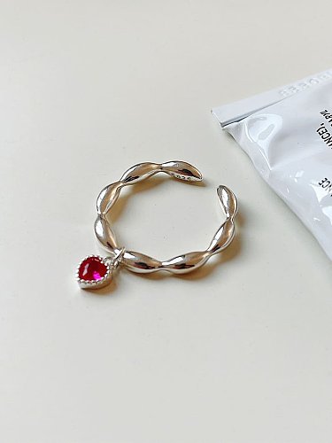 Anel de banda minimalista de coração em prata esterlina 925 com zircônia cúbica
