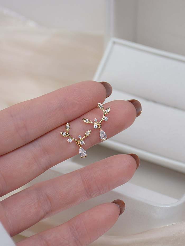 925 Sterling Silver Cubic Zirconia Water Drop Dainty Stud Earring