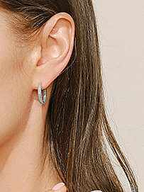 Boucles d'oreilles vintage Huggie rondes en argent sterling 925 avec oxyde de zirconium