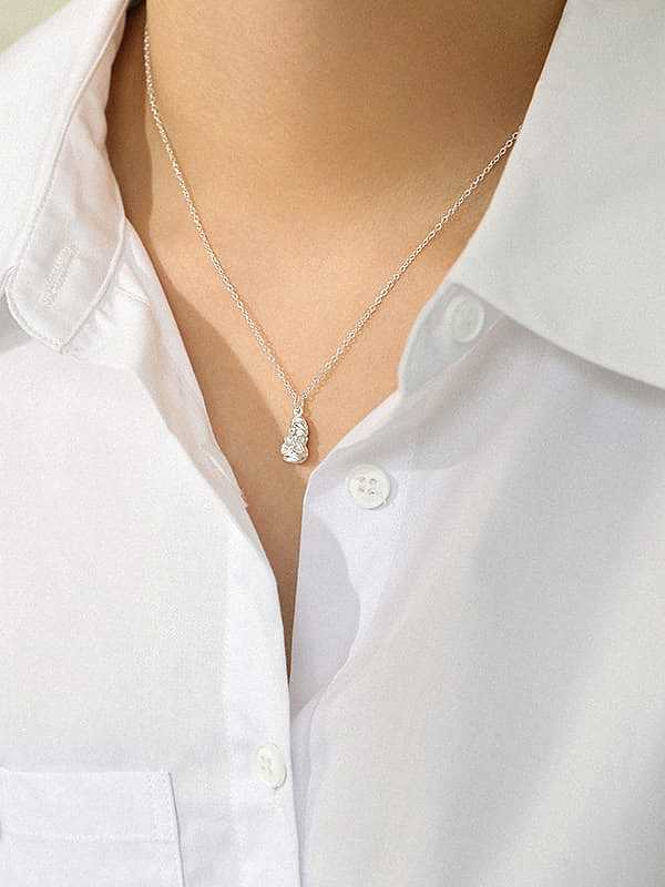 925 Sterling Silver Irregular Vintage Simple thread drop-shaped Necklace