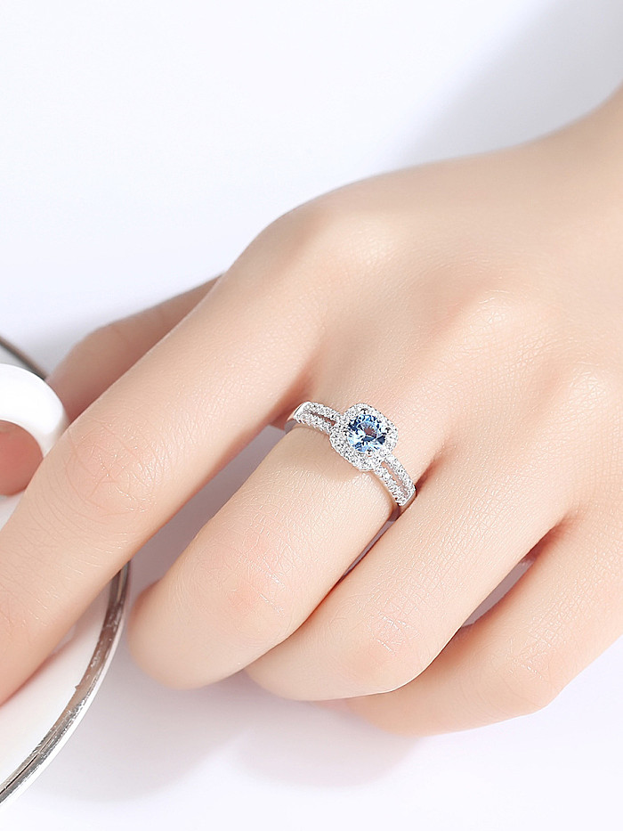 925 Sterling Silver With Cubic Zirconia Fashion Square Band Rings