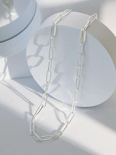Collar vintage de cadena geométrica hueca de plata de ley 925