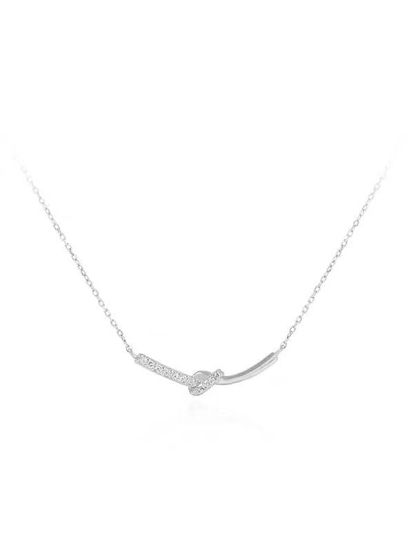 925 Sterling Silver Rhinestone Irregular Dainty Necklace