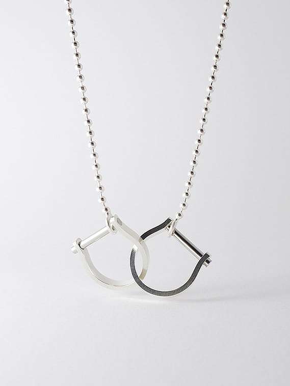 925 Sterling Silber Einfache und hohle geometrische Halskette