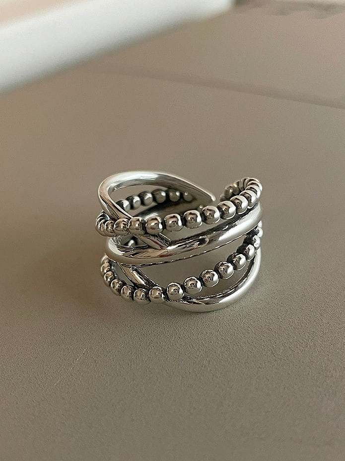 925 Sterling Silver Irregular Vintage Double Ring