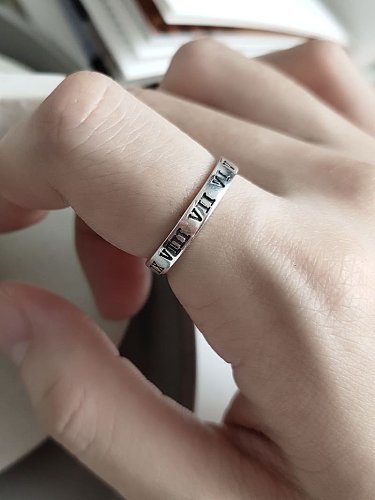 925 Sterling Silver Geometric Letter Minimalist Band Ring