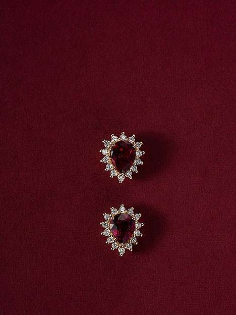925 Sterling Silver Cubic Zirconia Flower Vintage Stud Earring