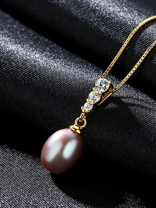 Collier pendentif perle d'eau douce 8-9 mm en argent sterling