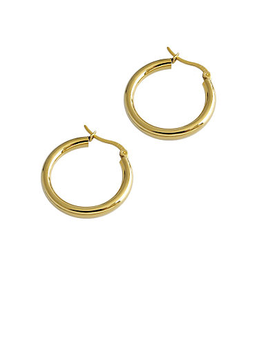 Boucles d'oreilles créoles rondes simplistes en argent sterling 925 avec plaqué or
