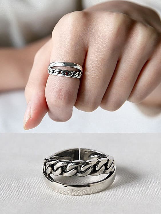S925 Sterling Silver chain making old personalized opening ring