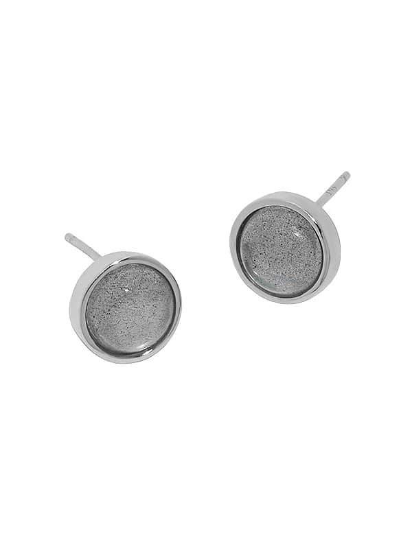 925 Sterling Silver Natural Stone Geometric Minimalist Stud Earring
