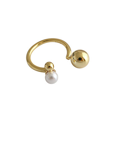 Plata de ley 925 con anillos de tamaño libre redondos simplistas de perlas artificiales