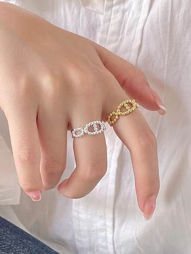 925 Sterling Silver Geometric Vintage Bead Ring