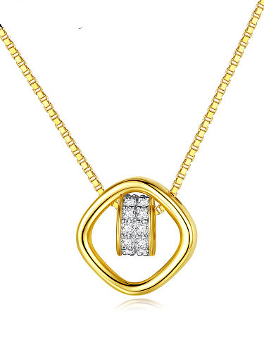 Geometrische minimalistische Halskette aus 925er Sterlingsilber mit Strasssteinen