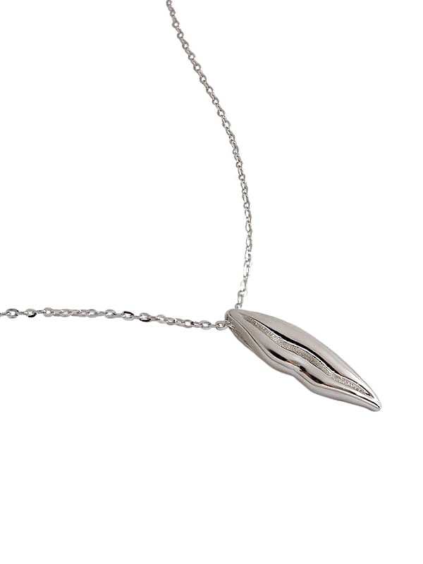 925 sterling silver simple glossy Leaf Pendant Necklace
