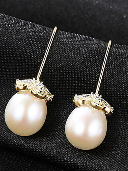 925 Sterling Silver With Gold Plated Simplistic Water Drop Hook Earrings