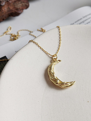 925 Sterling Silver With 18k Gold Plated Personality Moon Necklaces