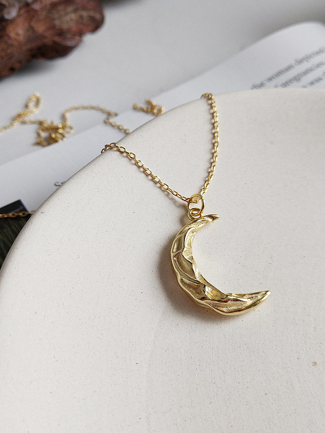925 Sterling Silver With 18k Gold Plated Personality Moon Necklaces