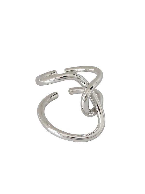 925 Sterling Silver Irregular Vintage Simple Asymmetric Cross Band Ring