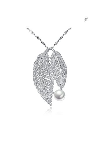 Collier pendentif feuilles de luxe en argent sterling 925 avec zircone cubique