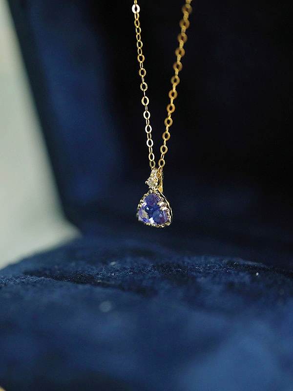 925 Sterling Silber Kristall blaue geometrische zierliche Halskette