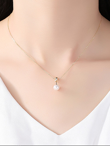Pure Silver Natural Freshwater Pearl plated 18K-gold Necklace