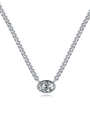 Collier minimaliste géométrique en argent sterling 925 avec strass