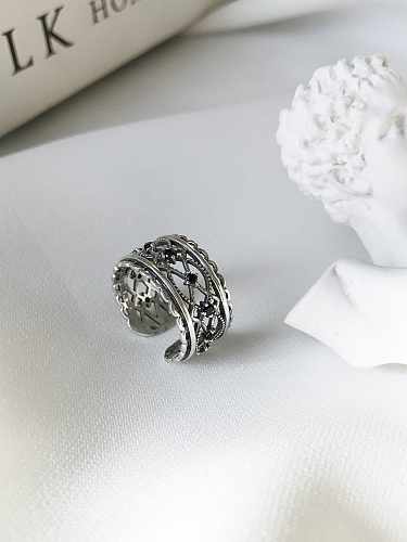 Bague en argent sterling 925 avec dentelle rétro taille libre