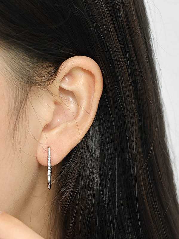 925 Sterling Silver Cubic Zirconia Minimalist U shape Geometric Drop Earring
