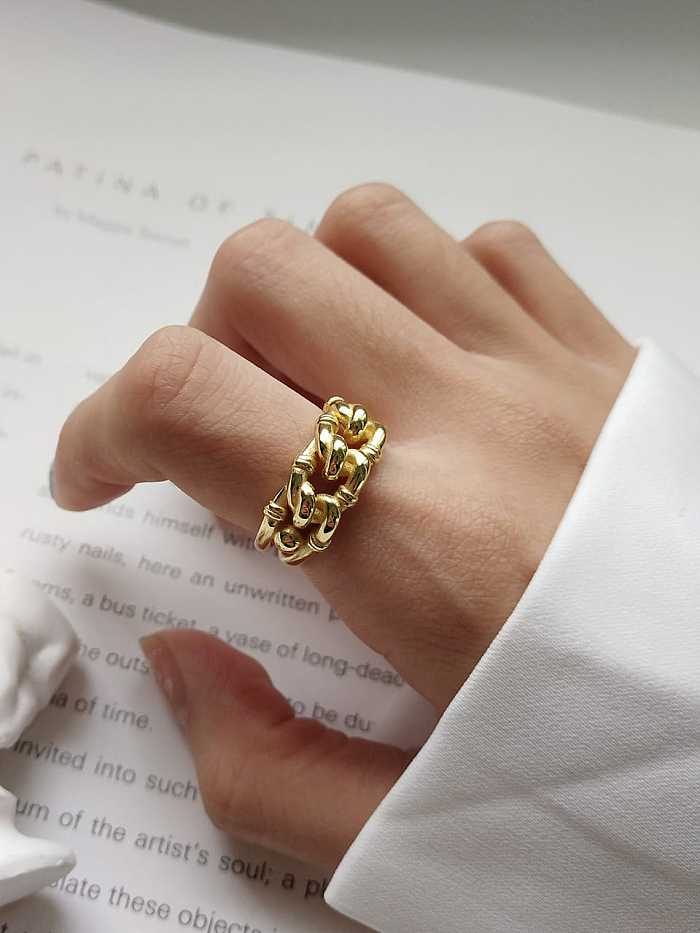 925 Sterling Silver Golden Industrial Wind Ring
