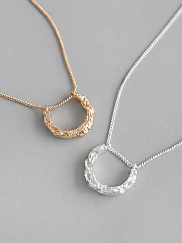 S925 Sterling Silver regular concave convex geometric semicircle Necklace