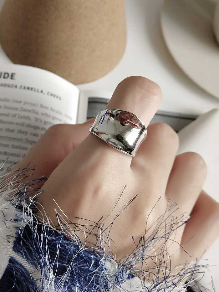 925 Sterling Silver geometric free size Ring