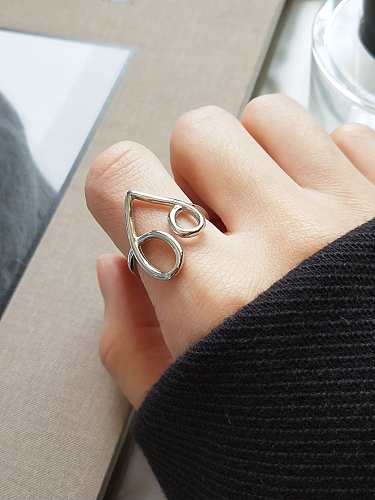 925 Sterling Silver Hollow Geometric Minimalist Free Size Midi Ring