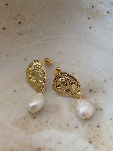 Boucles d'oreilles ovales vintage en argent sterling 925 avec perle d'eau douce