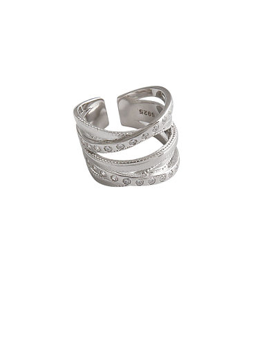 Anéis de prata esterlina 925 com folheado a platina moda irregular tamanho livre