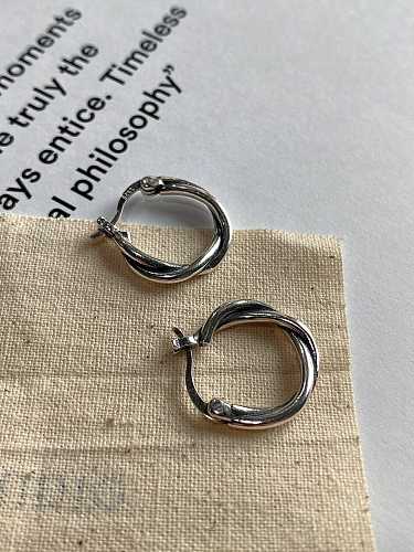 Boucles d'oreilles créoles minimalistes rondes creuses en argent sterling 925