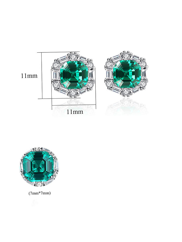 925 Sterling Silver With Platinum Plated Delicate Geometric Stud Earrings