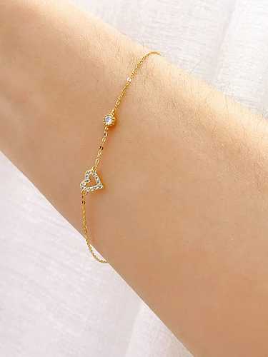 925 Sterling Silver Cubic Zirconia Heart Dainty Adjustable Bracelet