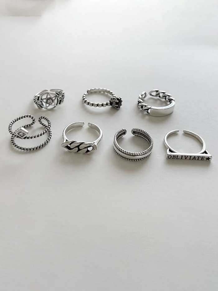 925 Sterling Silver Hollow Geometric Vintage Band Ring