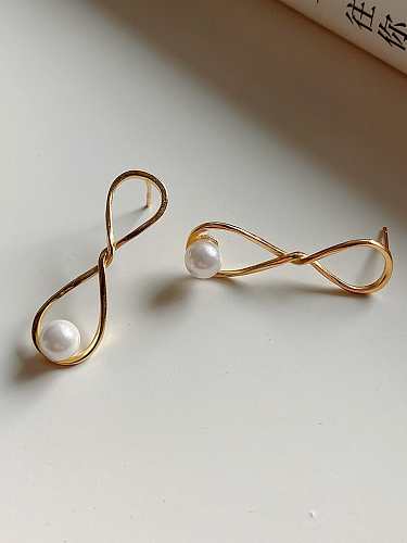 Boucle d'oreille goutte minimaliste irrégulière blanche en argent sterling 925 imitation perle