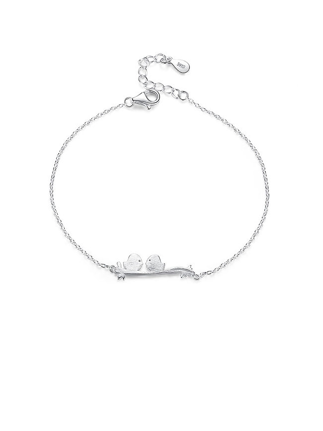 Bracelets en argent sterling 925 avec petits oiseaux simplistes plaqués or