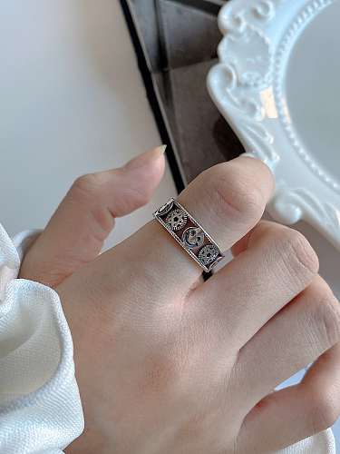 925 Sterling Silver Heart Vintage  Love Smile Free Size Midi Ring