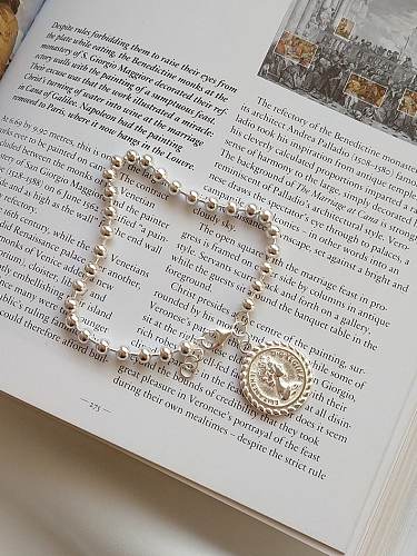 Couverture en argent sterling 925 minimaliste Bracelet chaîne perlée lisse